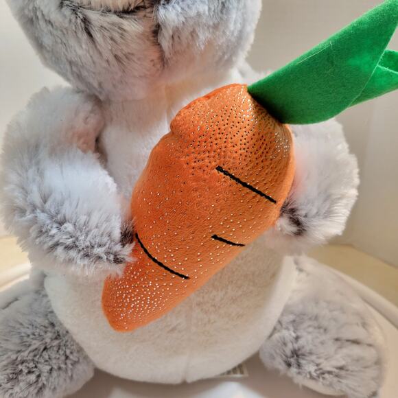 Gray Plush Bunny Rabbit 17” Holding Carrot Soft Toy Stuffed Animal Cute Gift - Picture 13 of 16
